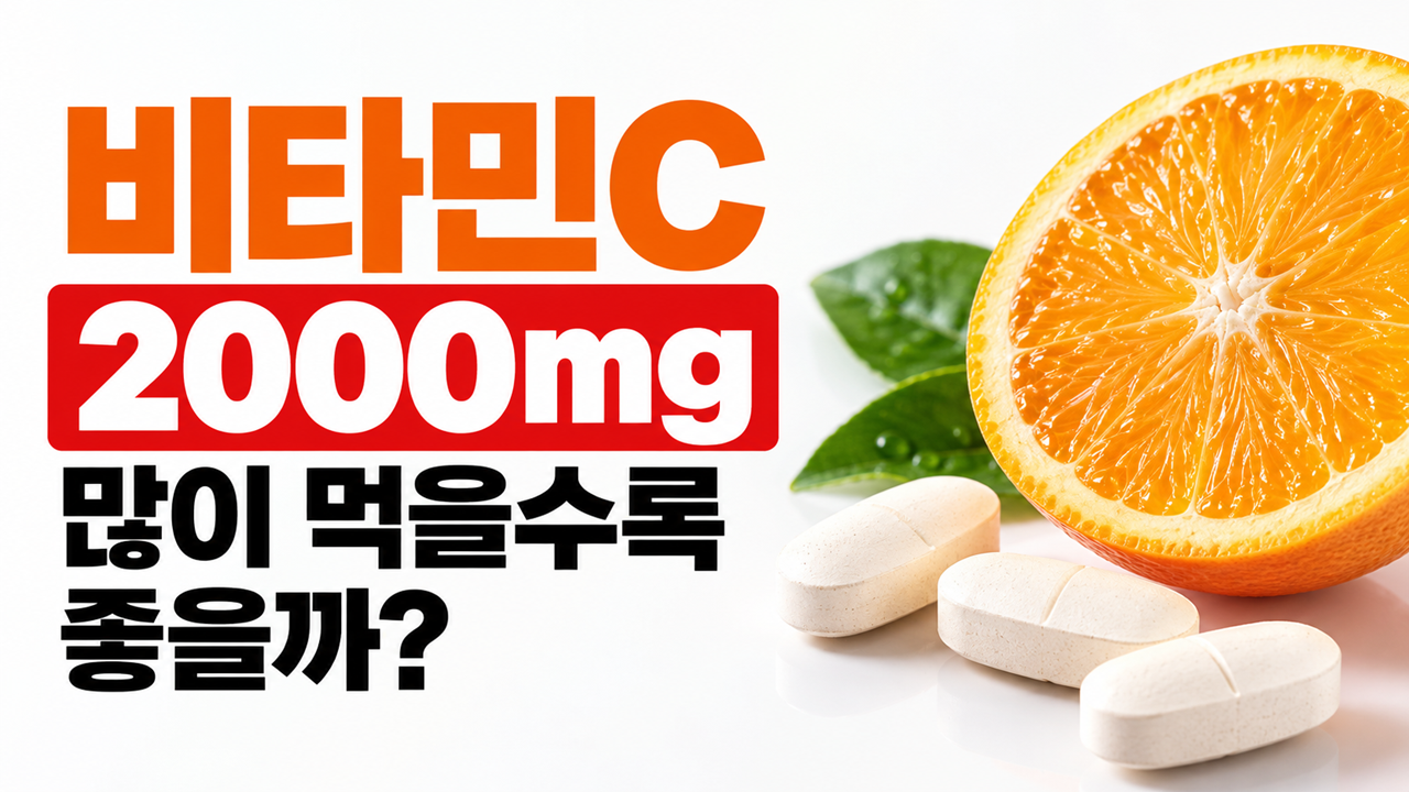 비타민C 메가도스 1000mg 2000mg 흡수율과 신장결석 위험 설명 이미지
