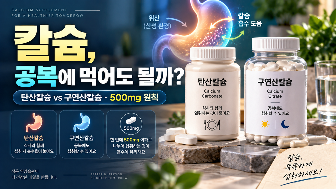 탄산칼슘 vs 구연산칼슘 · 500mg 원칙