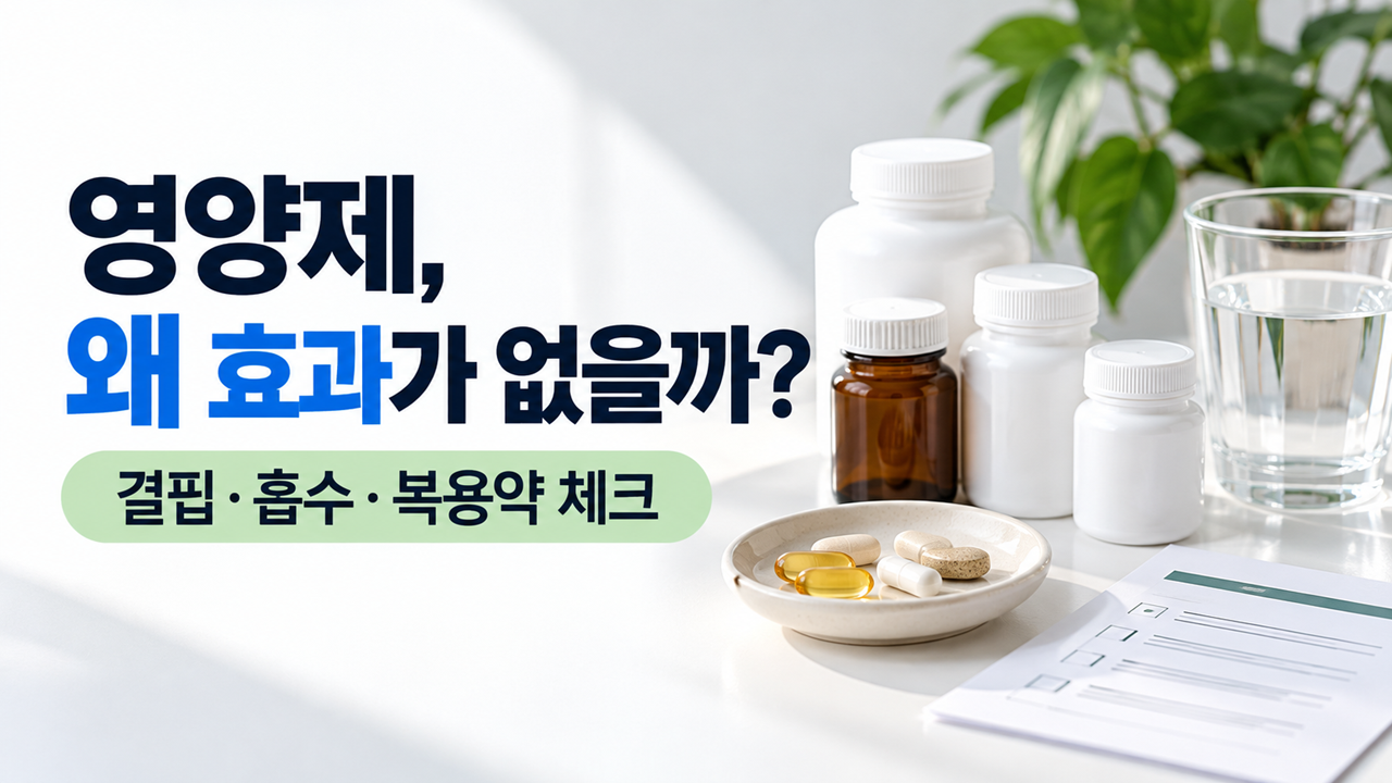 영양제 효과 없는 이유와 결핍 흡수 복용약을 확인하는 방법